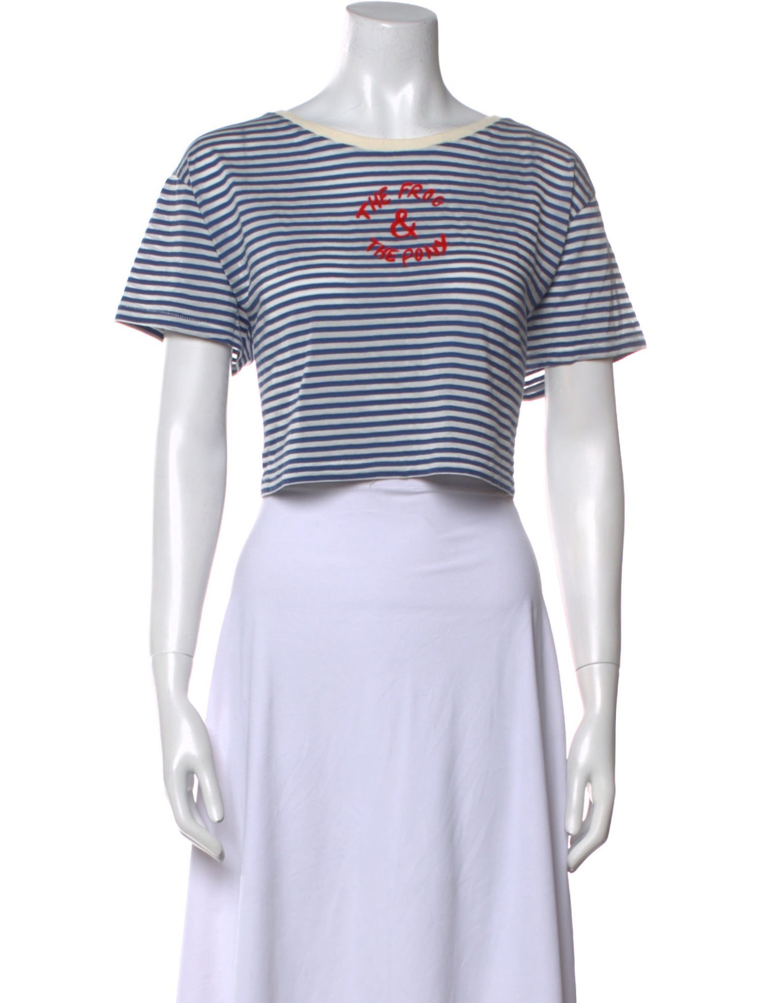 BODE Striped Bateau Neckline Crop Top