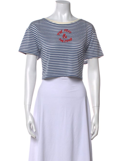 BODE Striped Bateau Neckline Crop Top