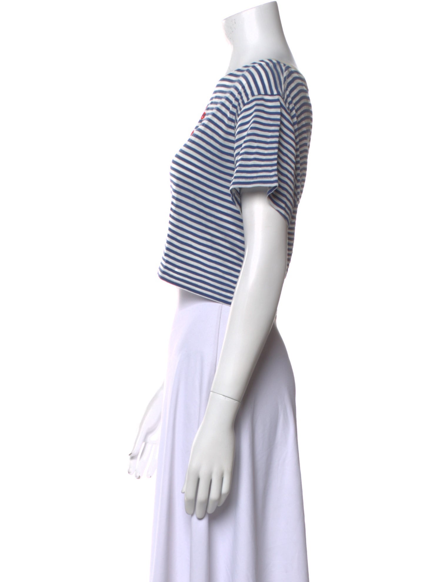 BODE Striped Bateau Neckline Crop Top
