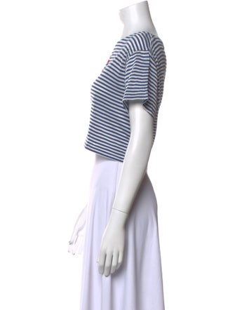 BODE Striped Bateau Neckline Crop Top