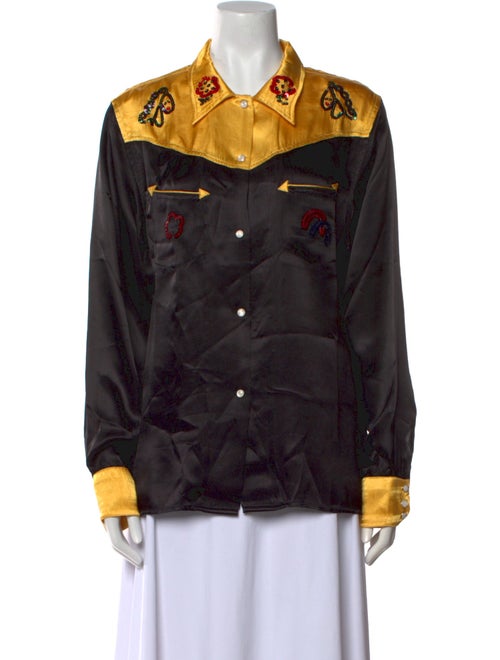 BODE Printed Long Sleeve Button-Up Top