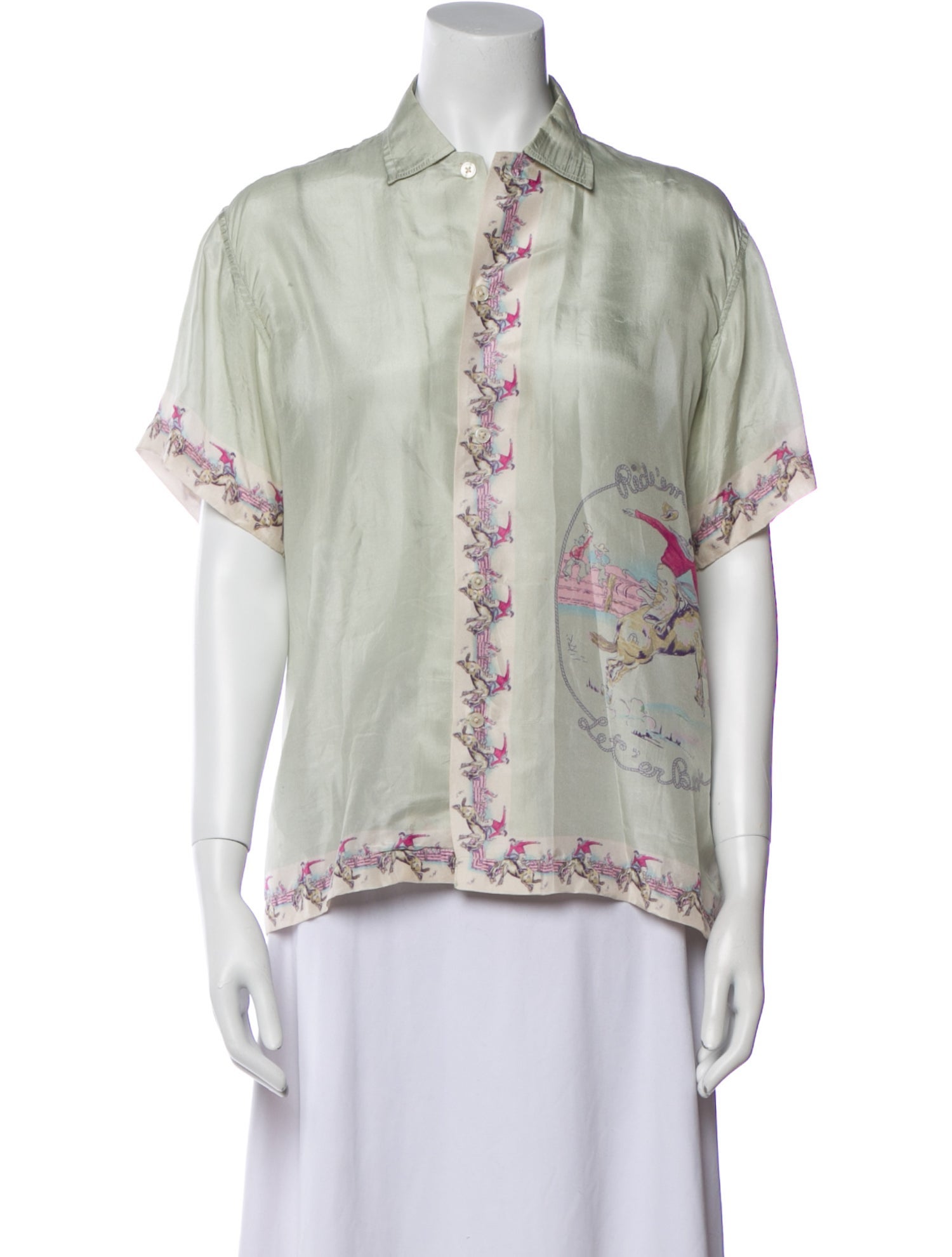 BODE Silk Printed Button-Up Top