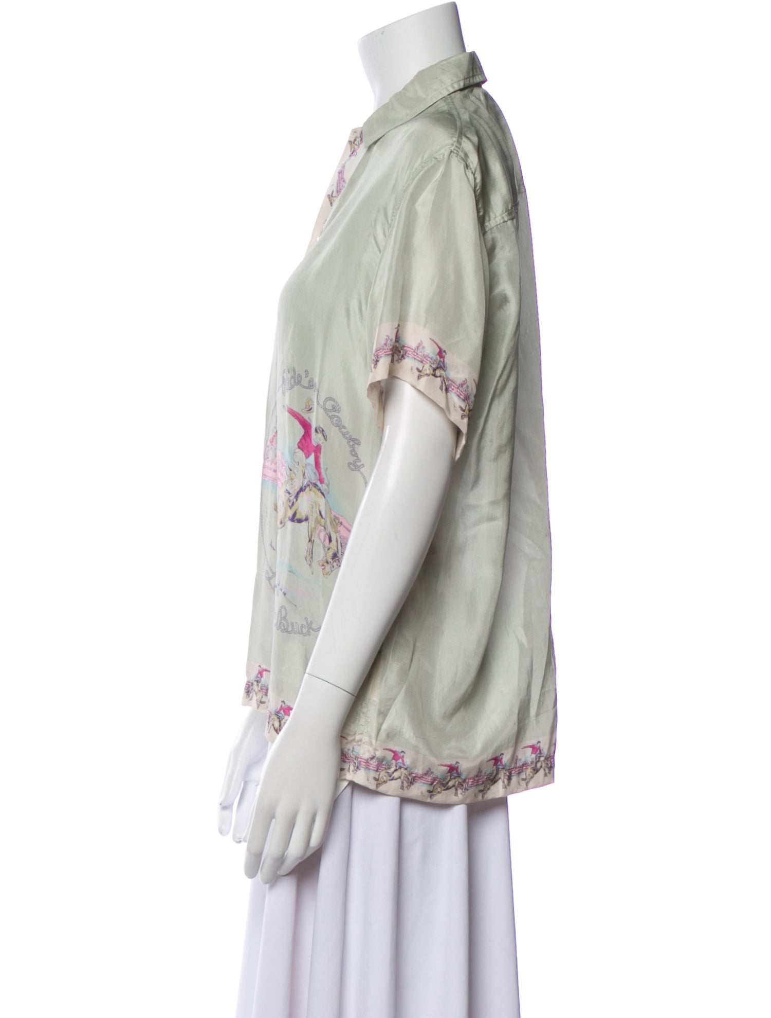 BODE Silk Printed Button-Up Top