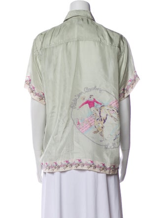 BODE Silk Printed Button-Up Top