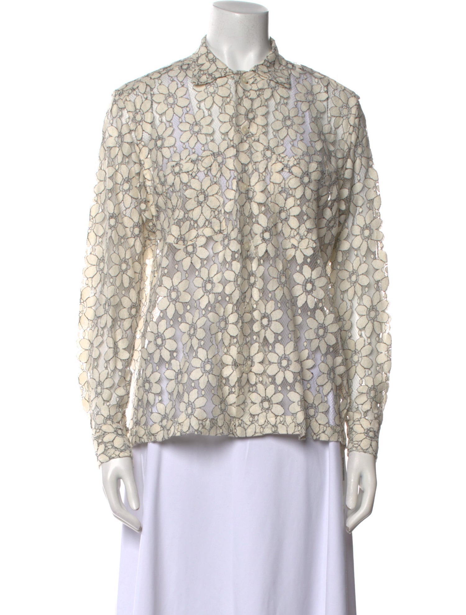 BODE Floral Print Mock Neck Button-Up Top