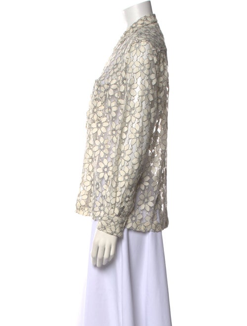 BODE Floral Print Mock Neck Button-Up Top