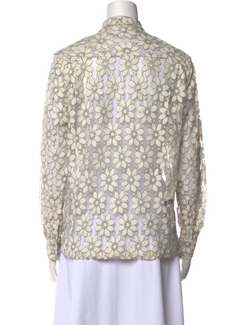 BODE Floral Print Mock Neck Button-Up Top