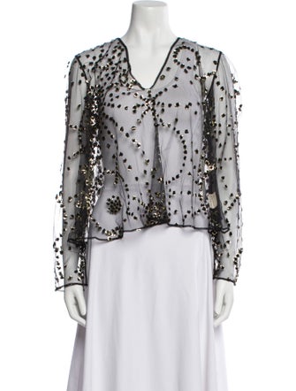 BODE Printed V-Neck Blouse