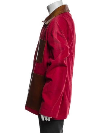 BODE Leather Colorblock Pattern Utility Jacket