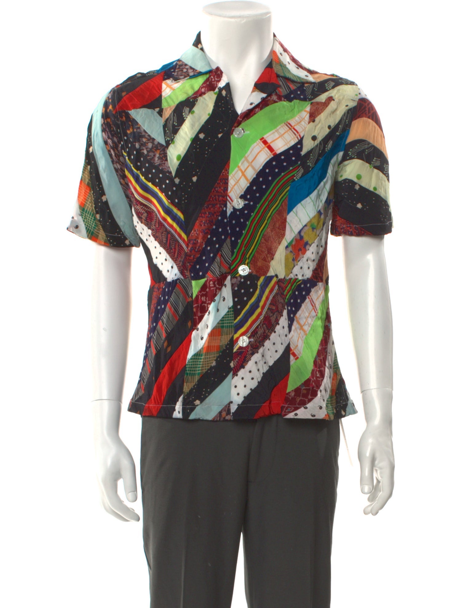 BODE Chevron Patchwork Graphic Print Shirt