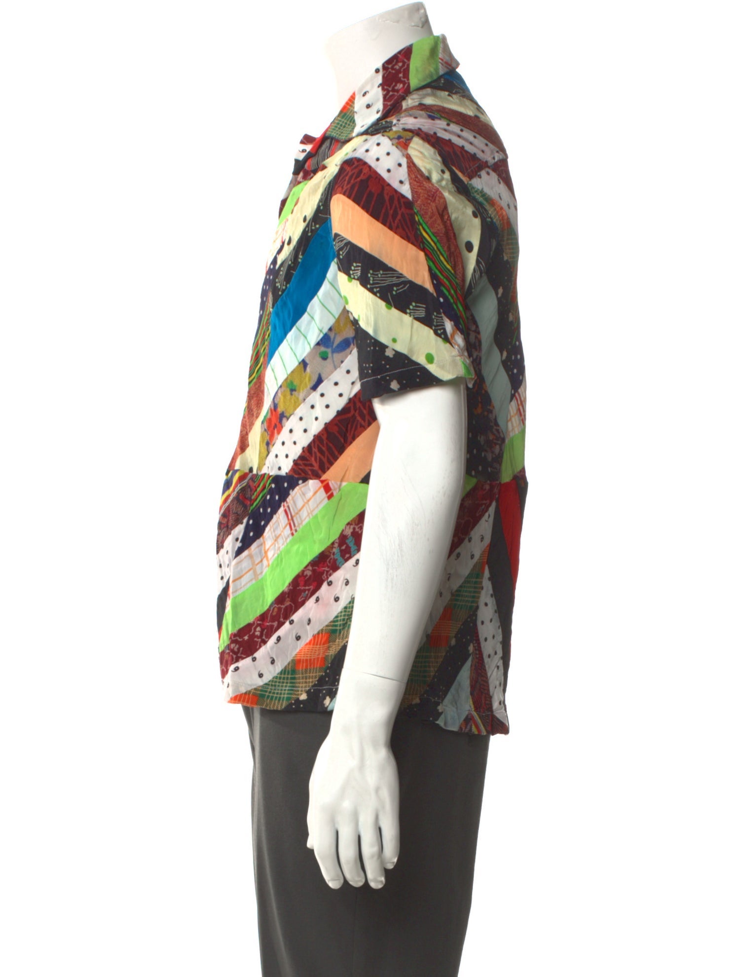 BODE Chevron Patchwork Graphic Print Shirt