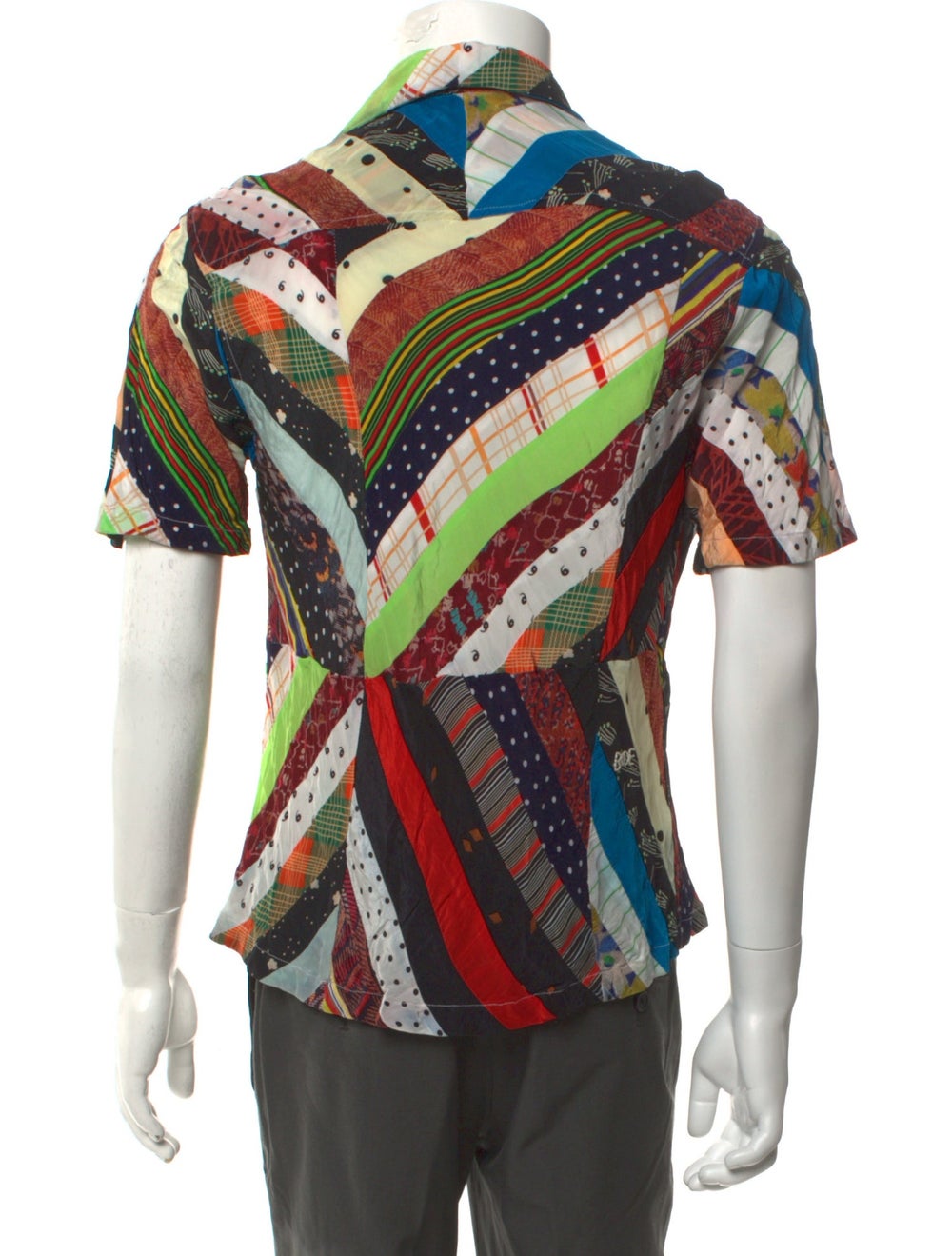 Bode Chevron Patchwork Shirt Black Graphic Print … - image 3