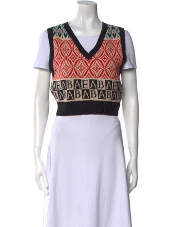 BODE Printed V-Neck Sweater