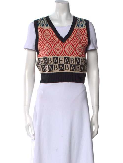 BODE Printed V-Neck Sweater