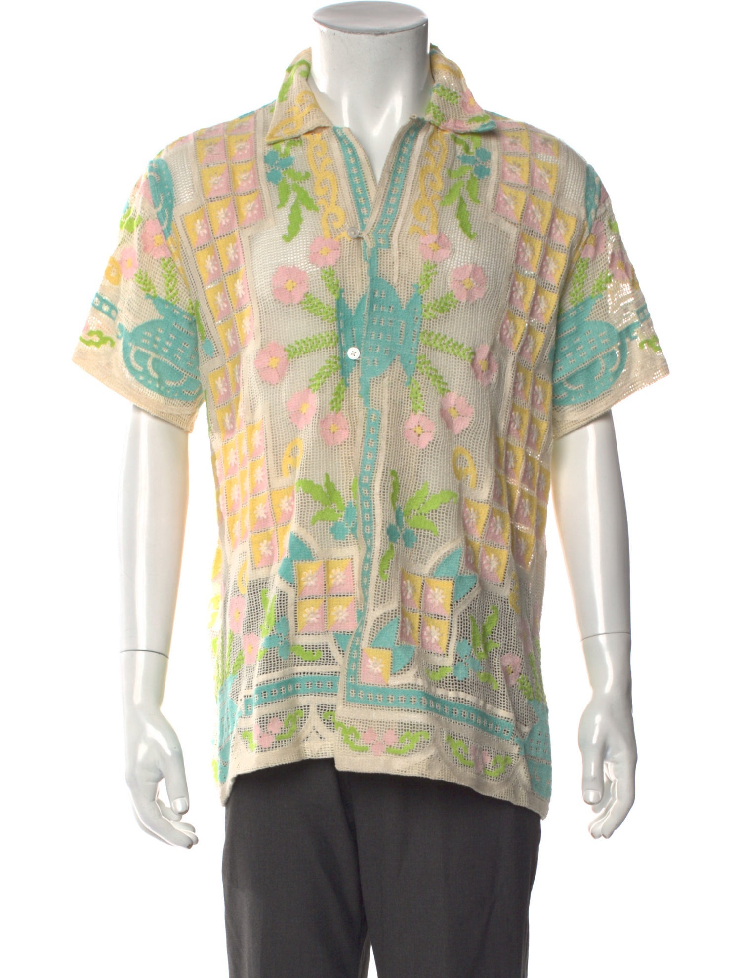BODE Floral Print Short Sleeve Shirt