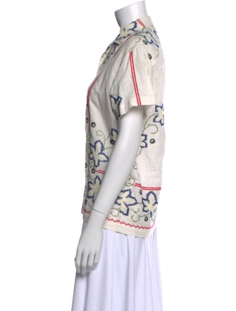 BODE Linen Floral Print Polo