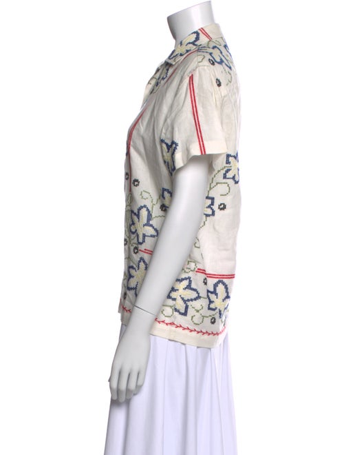 BODE Linen Floral Print Polo