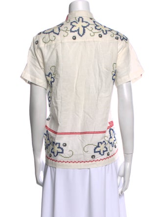 BODE Linen Floral Print Polo