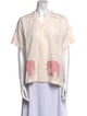 BODE Printed V-Neck Button-Up Top