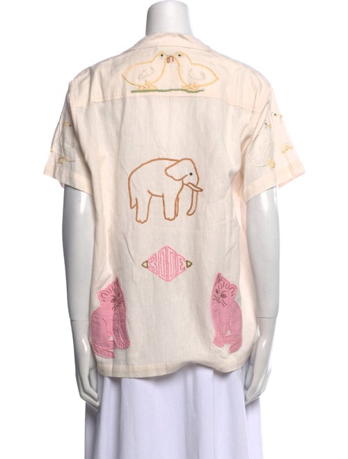 BODE Printed V-Neck Button-Up Top