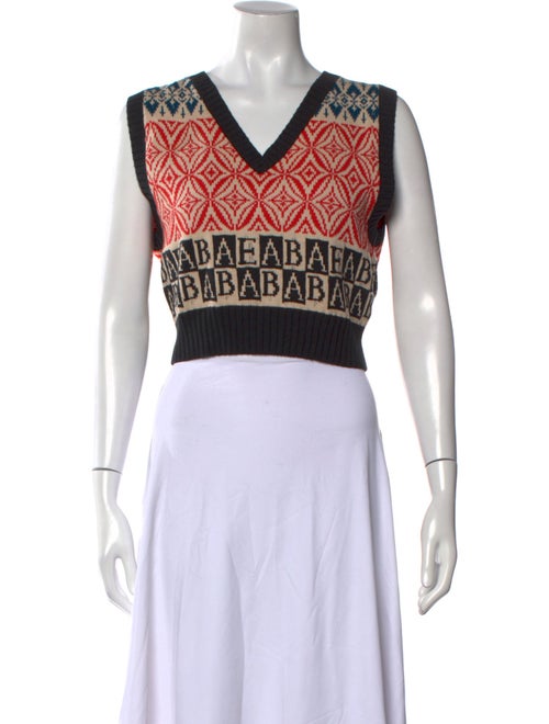 BODE Printed V-Neck Sweater