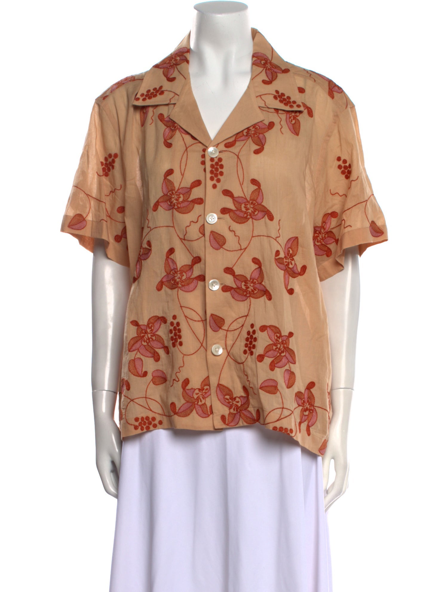 BODE Floral Print Short Sleeve Button-Up Top w/ Tags