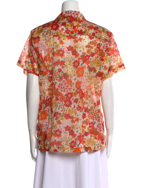 BODE Floral Print Short Sleeve Button-Up Top