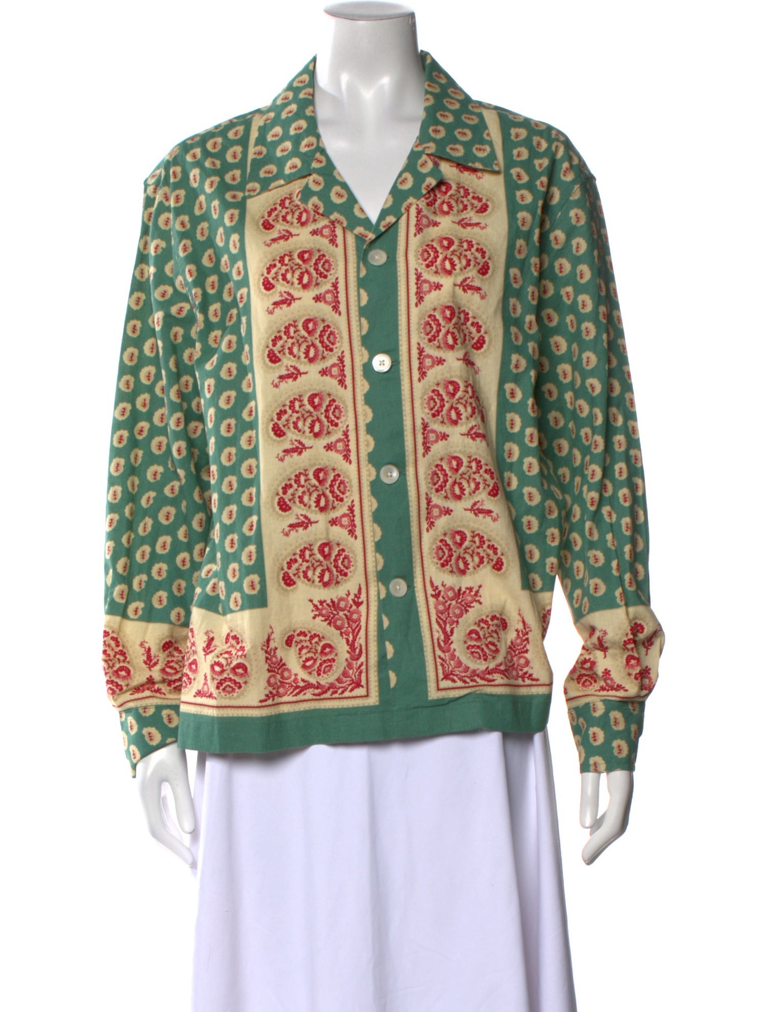 BODE Printed Long Sleeve Button-Up Top