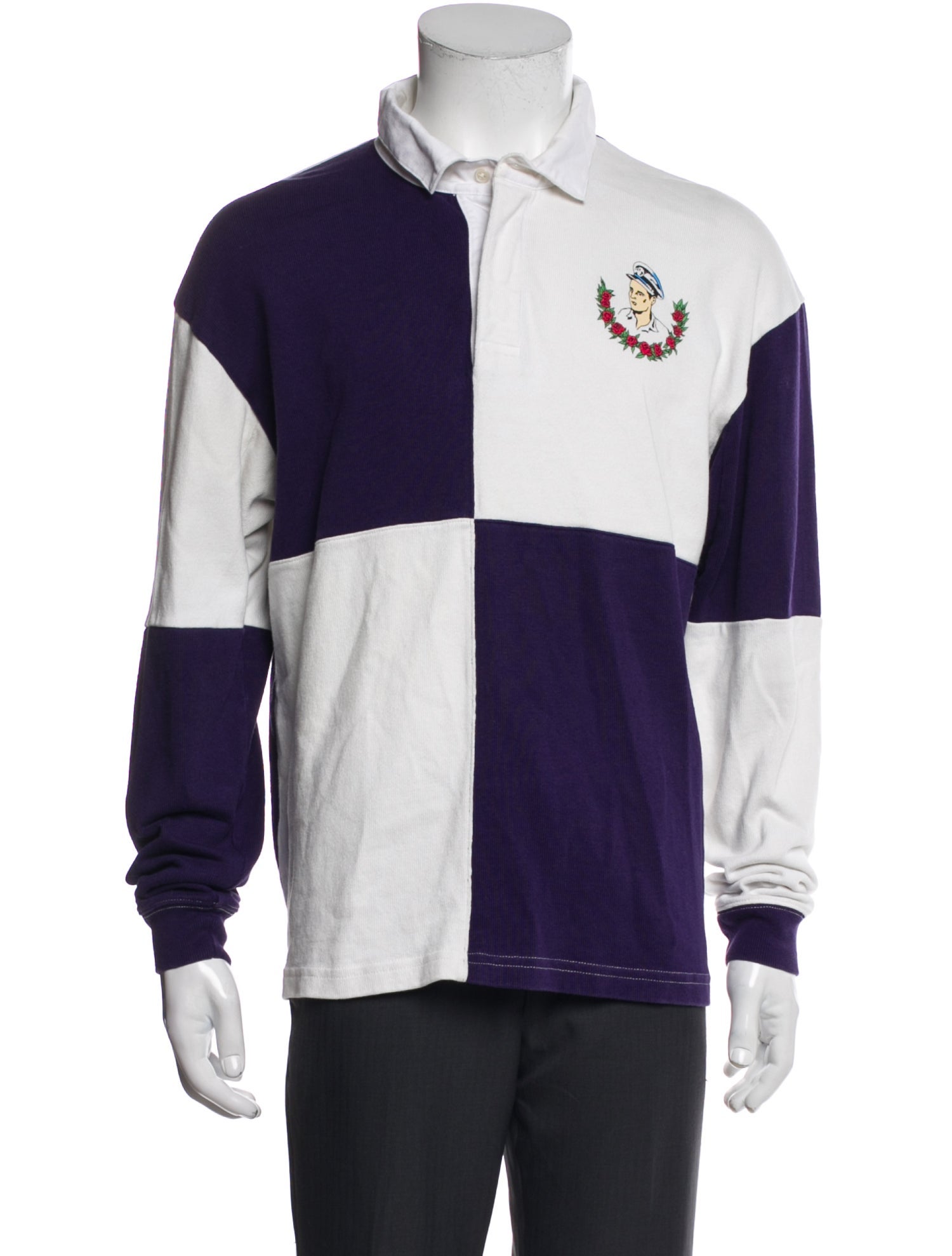 BODE Colorblock Pattern Turtleneck Polo Sweater