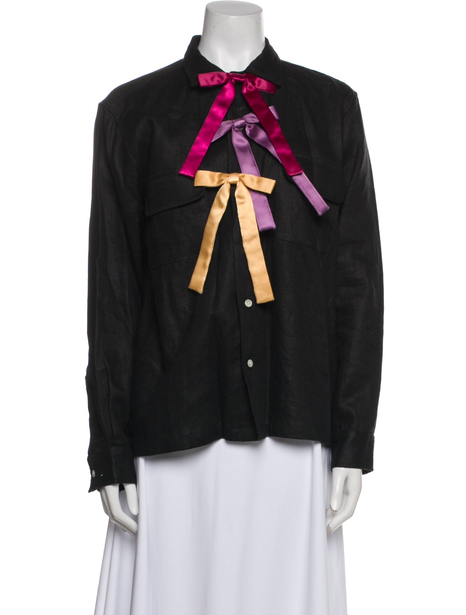 BODE Linen Tie Neck Blouse