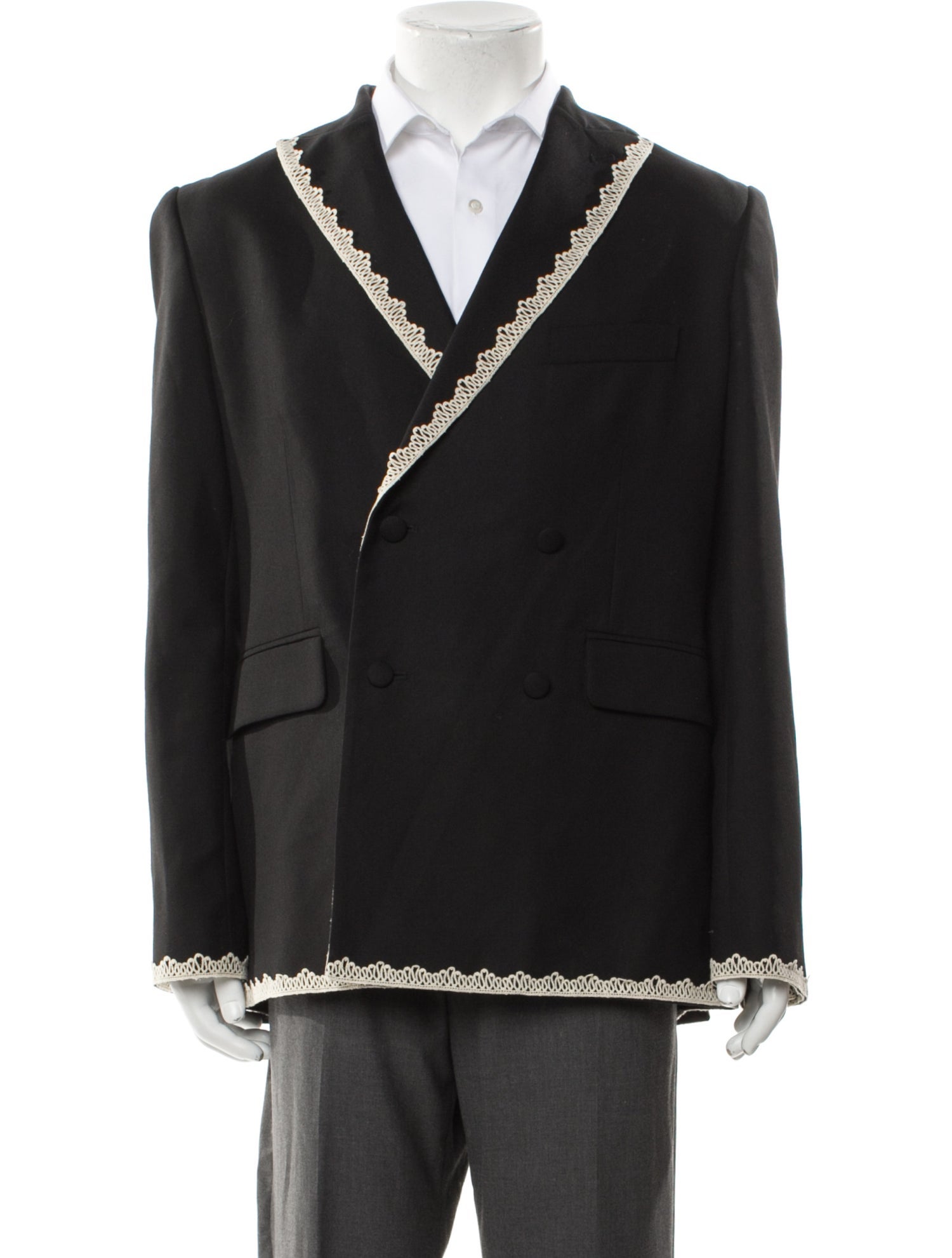 BODE Wool Crochet Trim Blazer