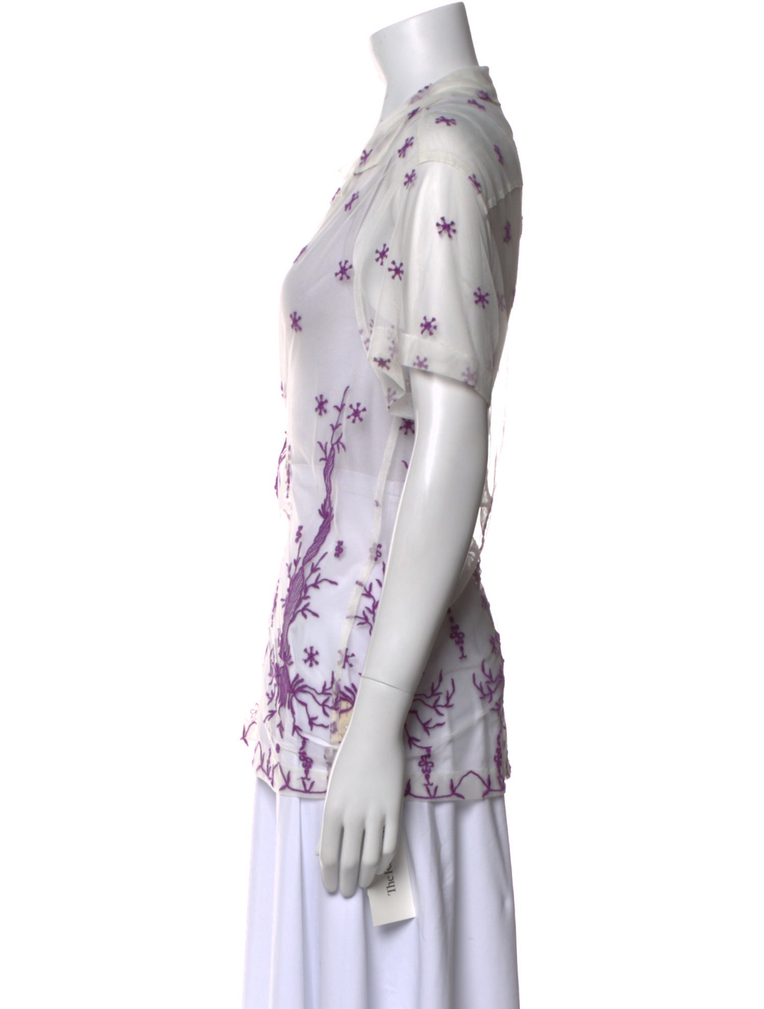 BODE Printed V-Neck Button-Up Top