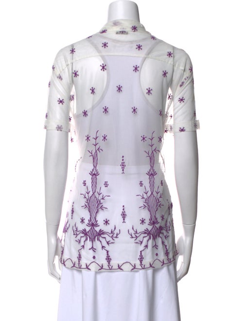 BODE Printed V-Neck Button-Up Top