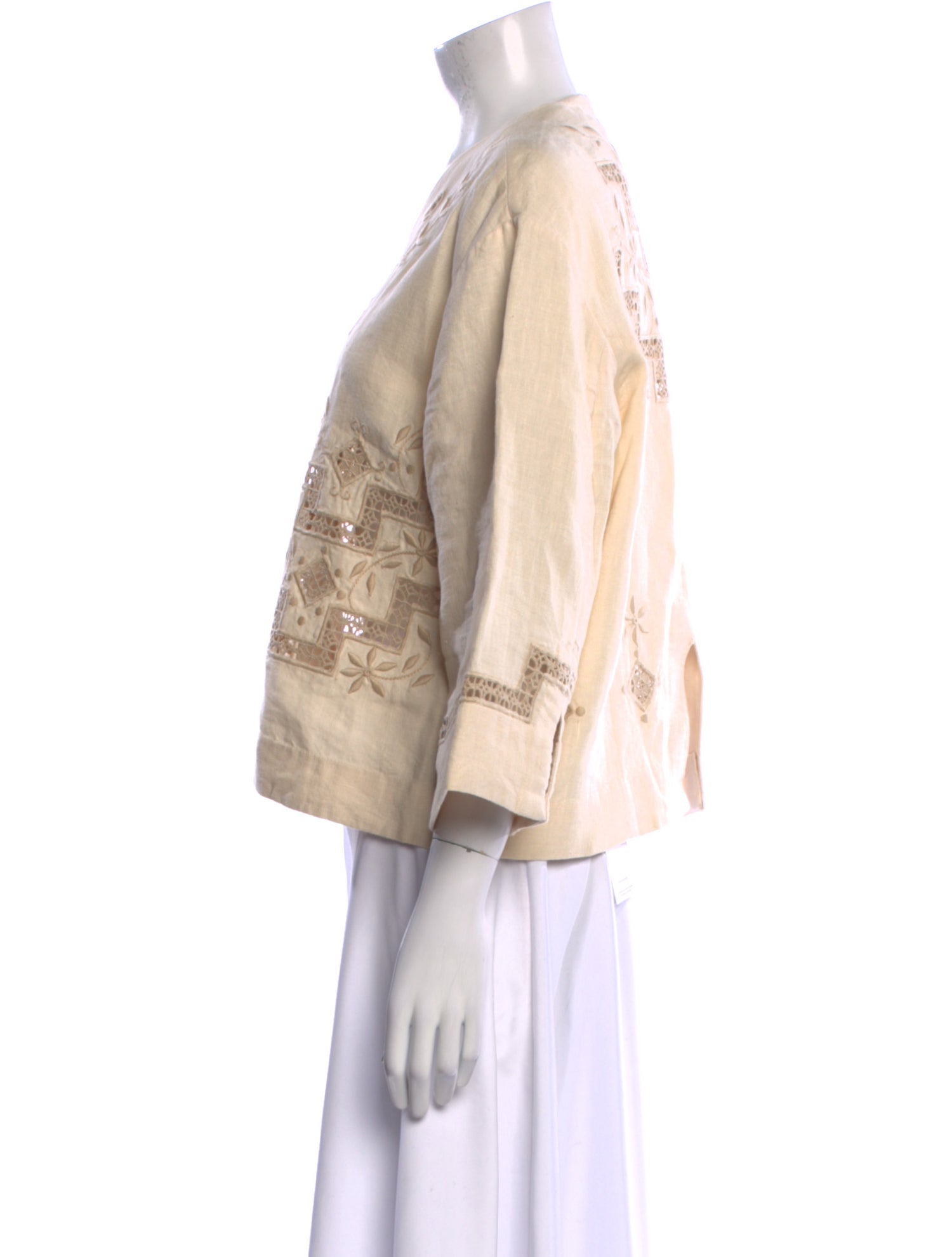 BODE Linen Patterned Crop Top