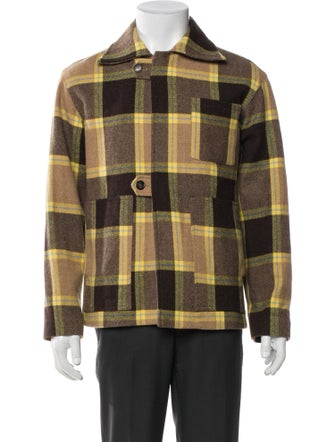 BODE Wool Plaid Print Trucker Jacket