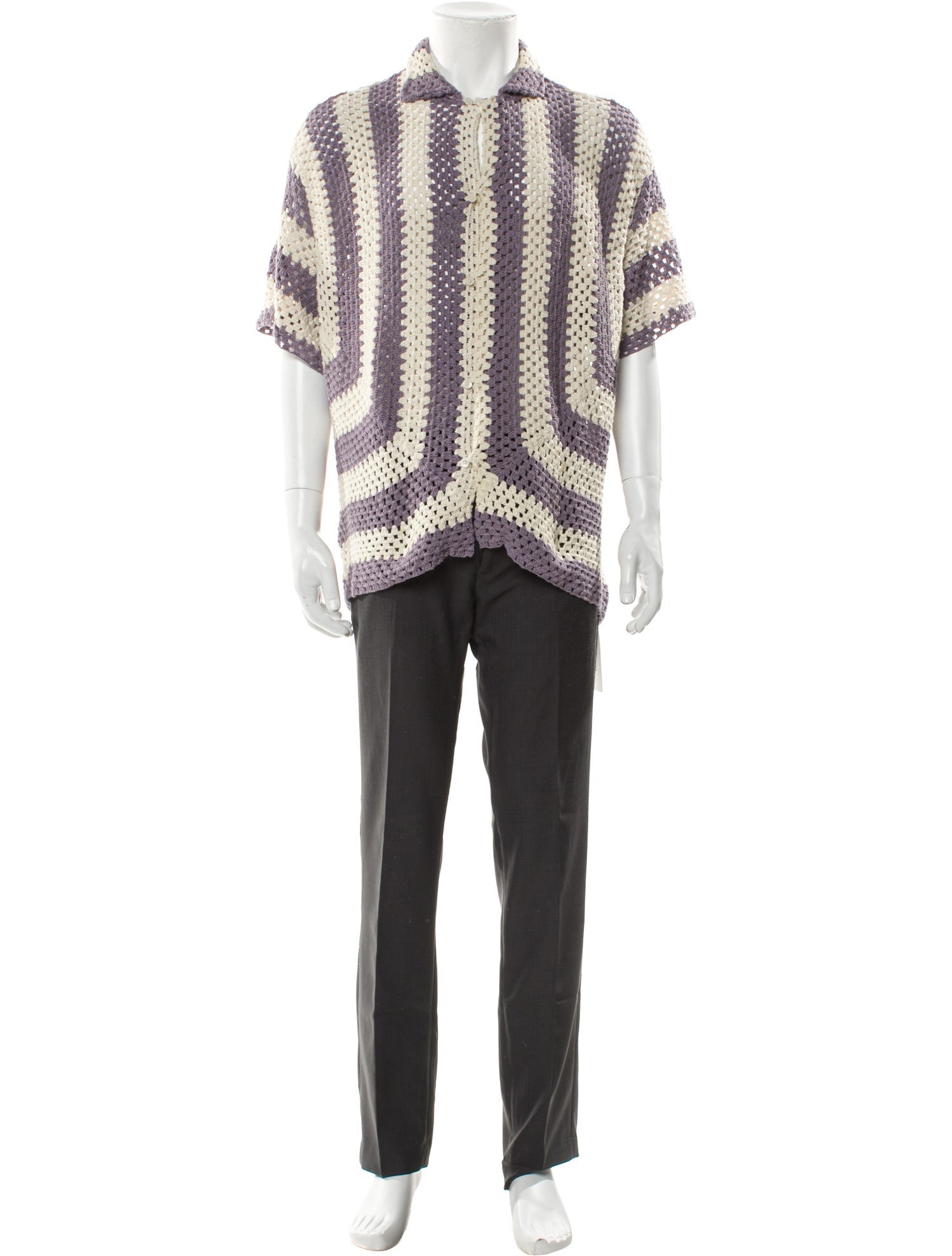 BODE Flagship Lavender Lace Pattern Shirt