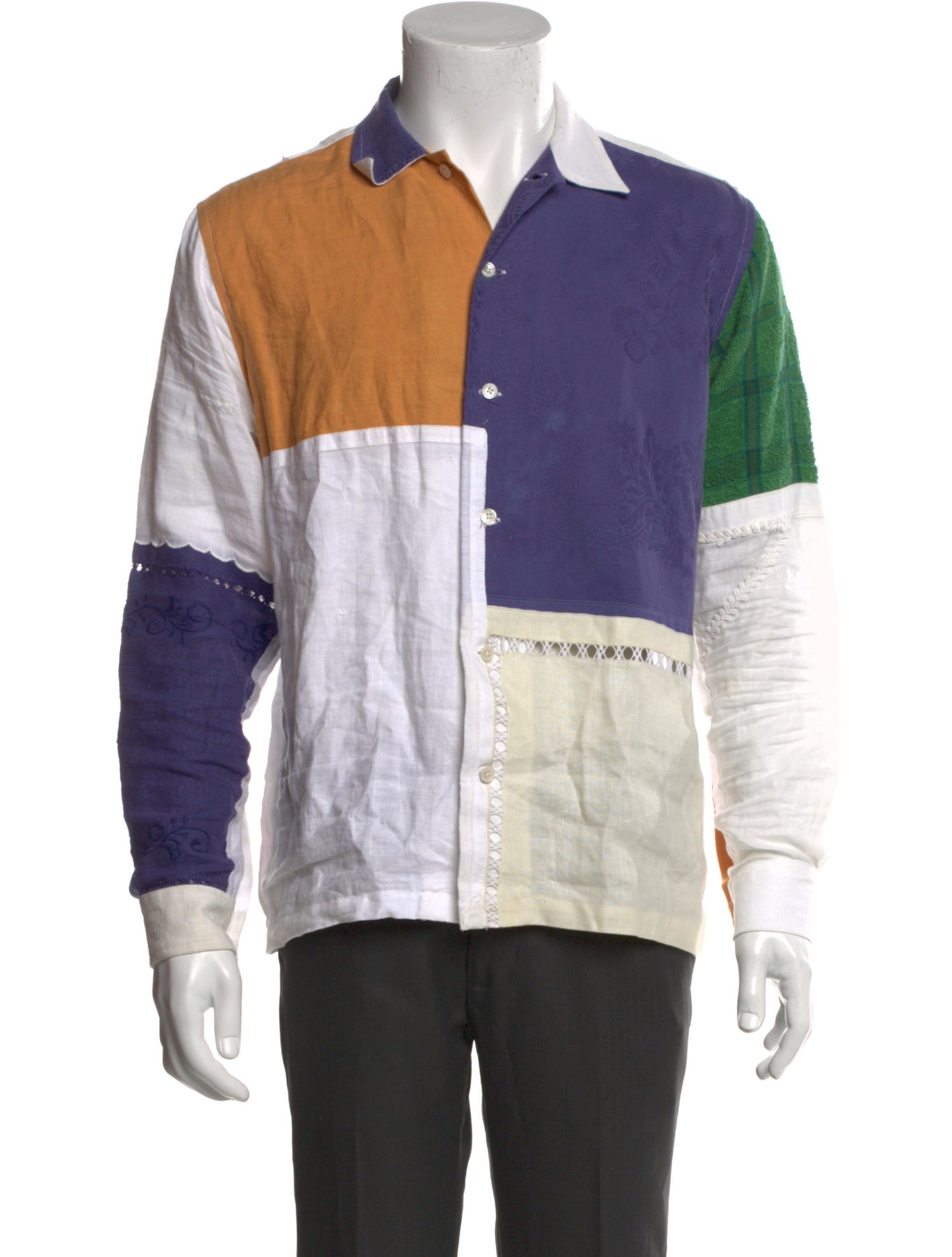 BODE Colorblock Pattern Long Sleeve Shirt