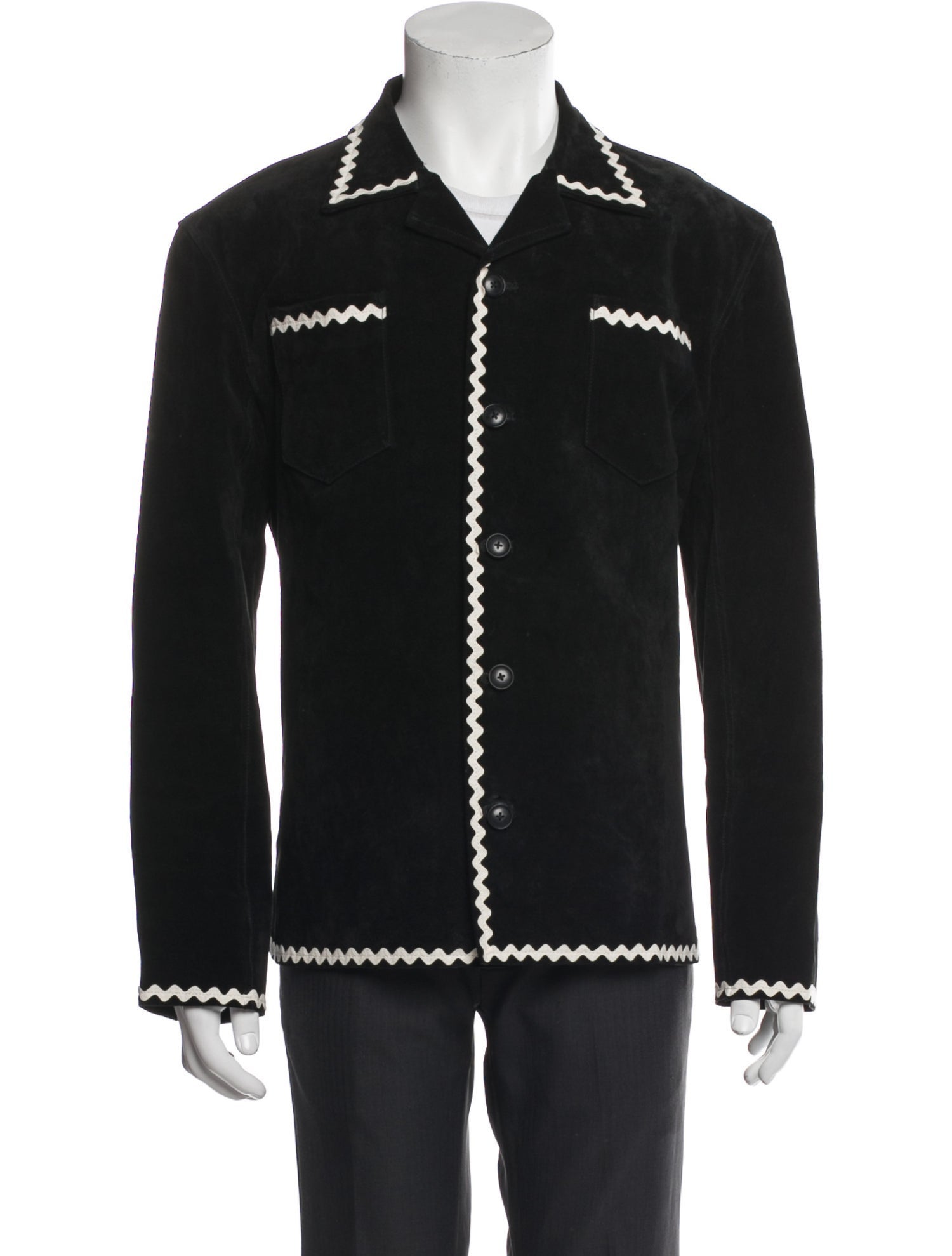 BODE Leather Graphic Print Moto Jacket