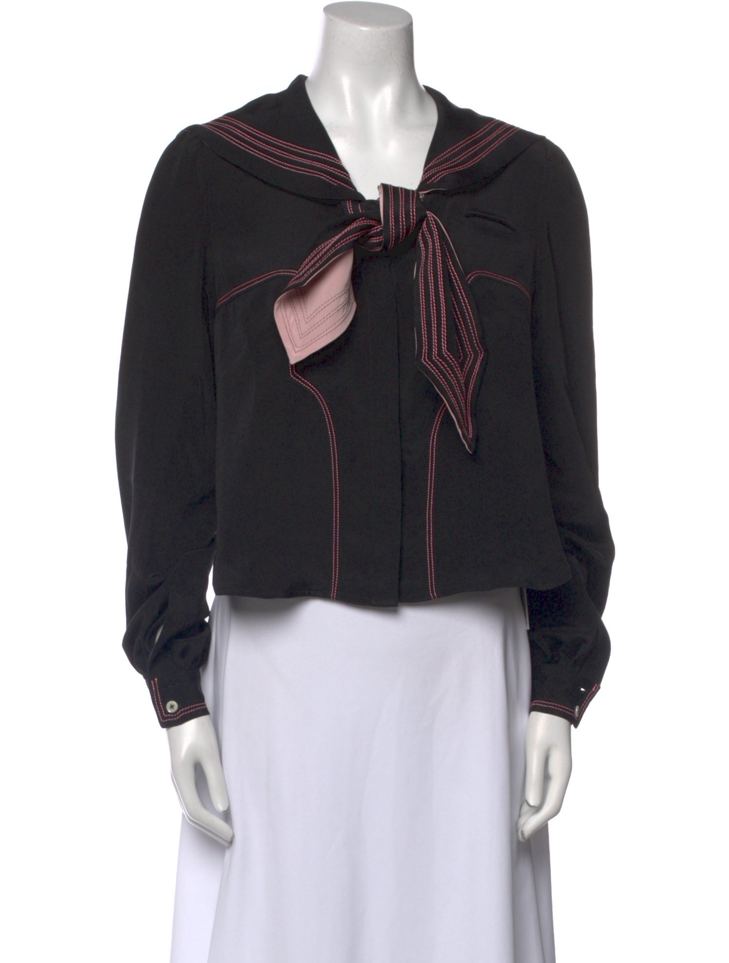 BODE Silk Tie Neck Crop Top