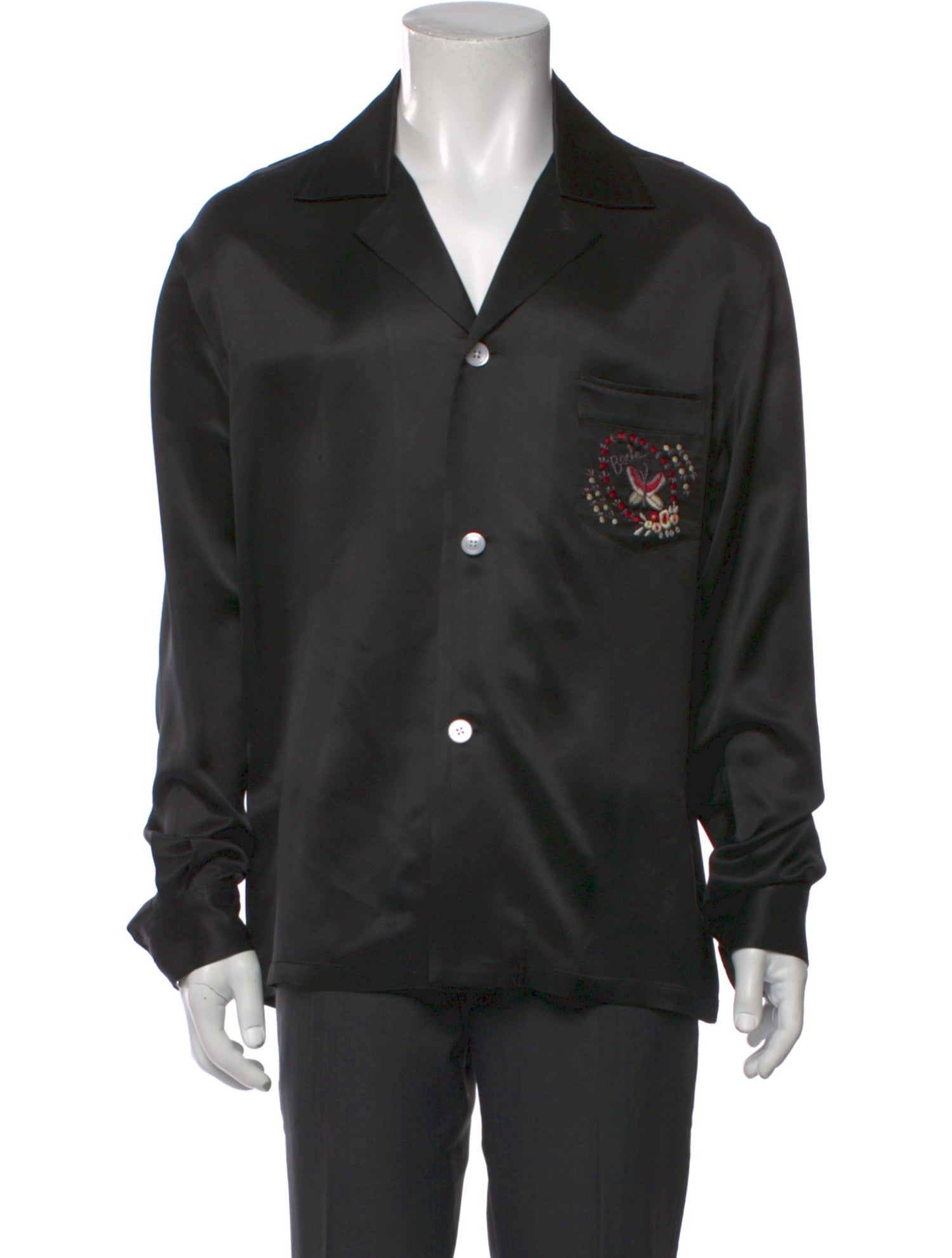 BODE Silk Graphic Print Shirt