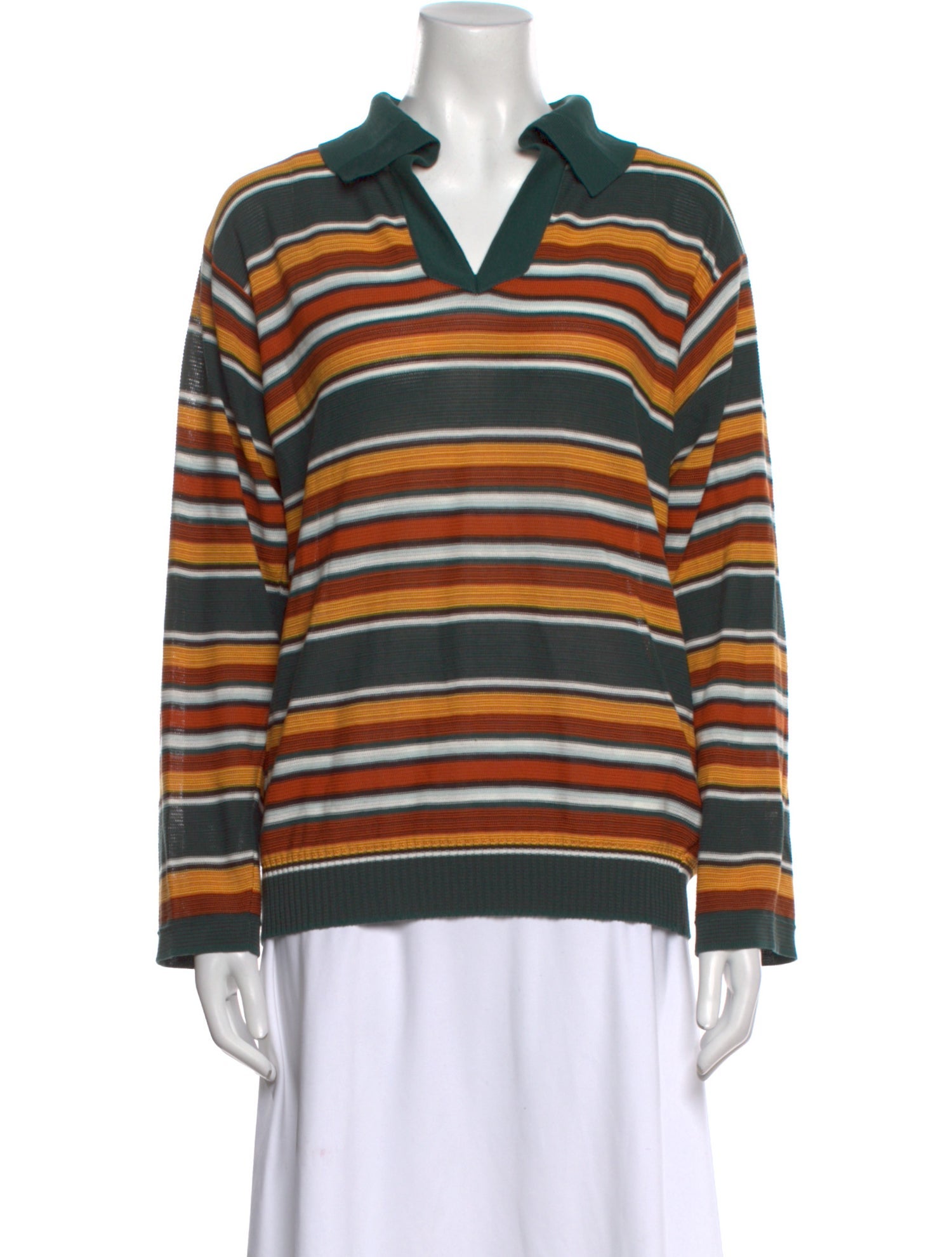 BODE Striped V-Neck Sweater