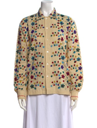 BODE Linen Printed Button-Up Top