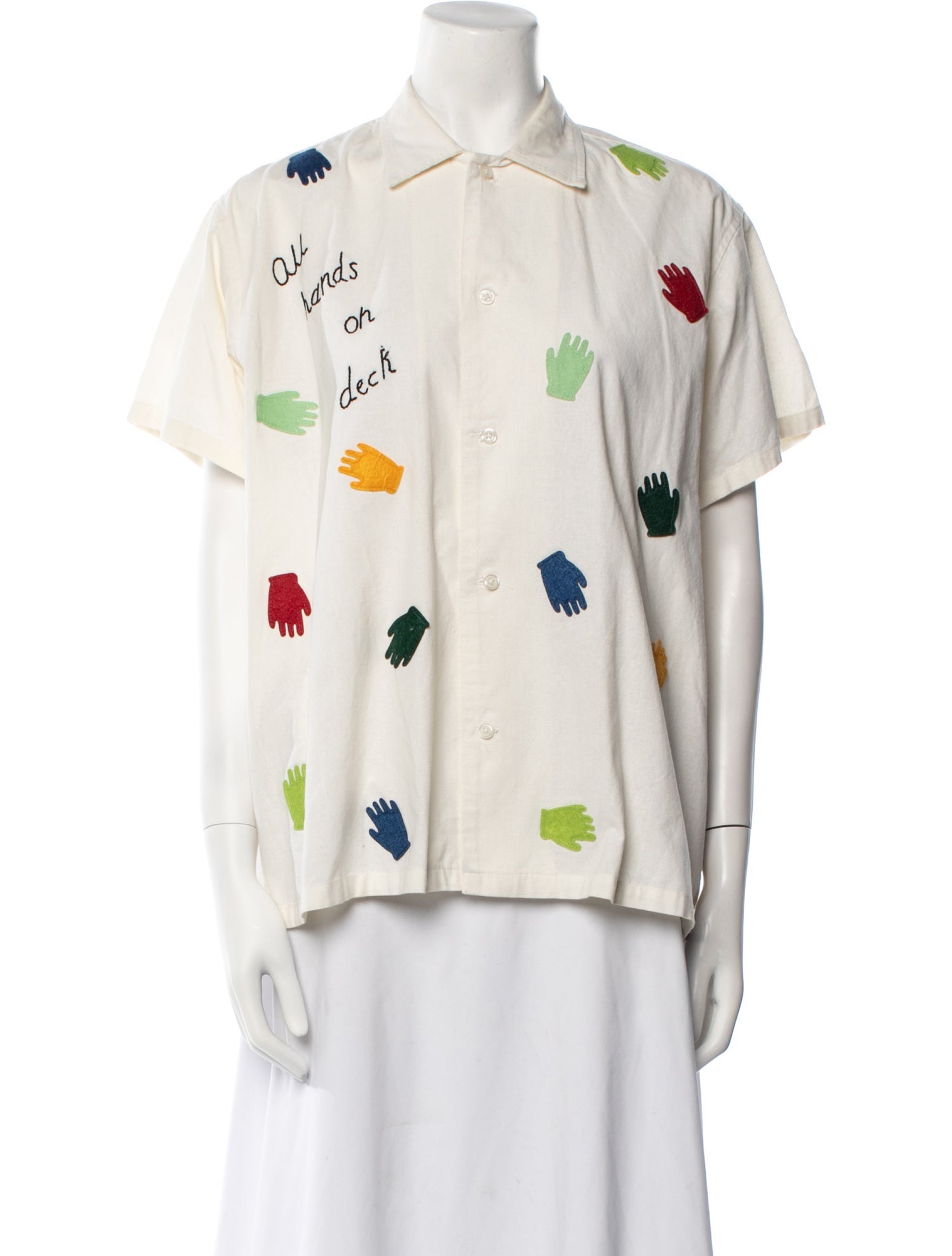 BODE Printed Short Sleeve Button-Up Top