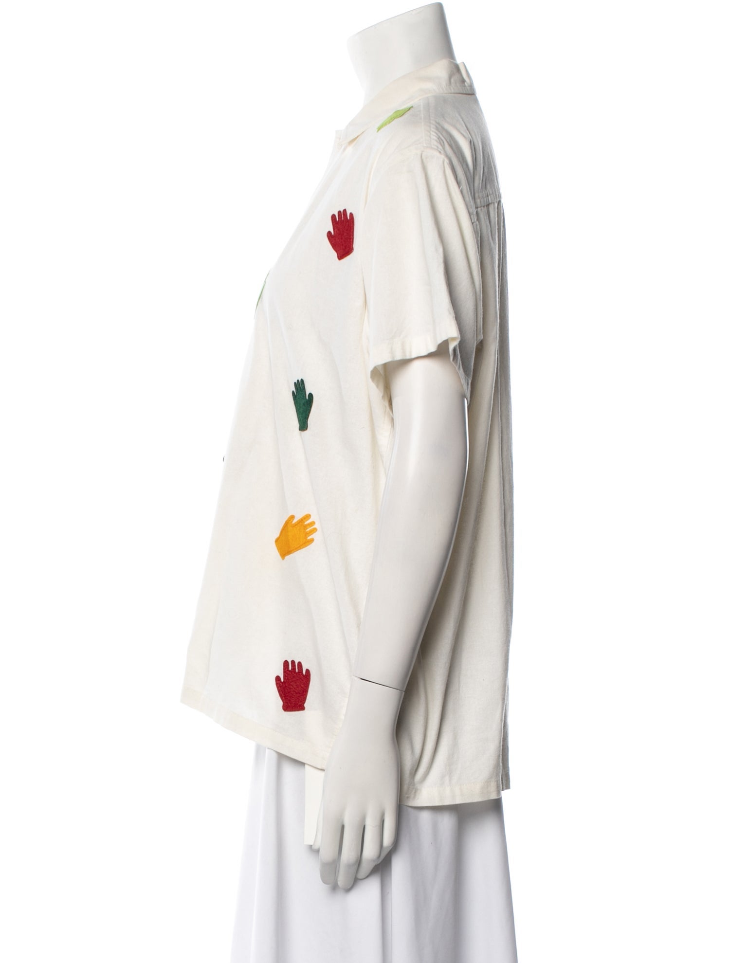 BODE Printed Short Sleeve Button-Up Top