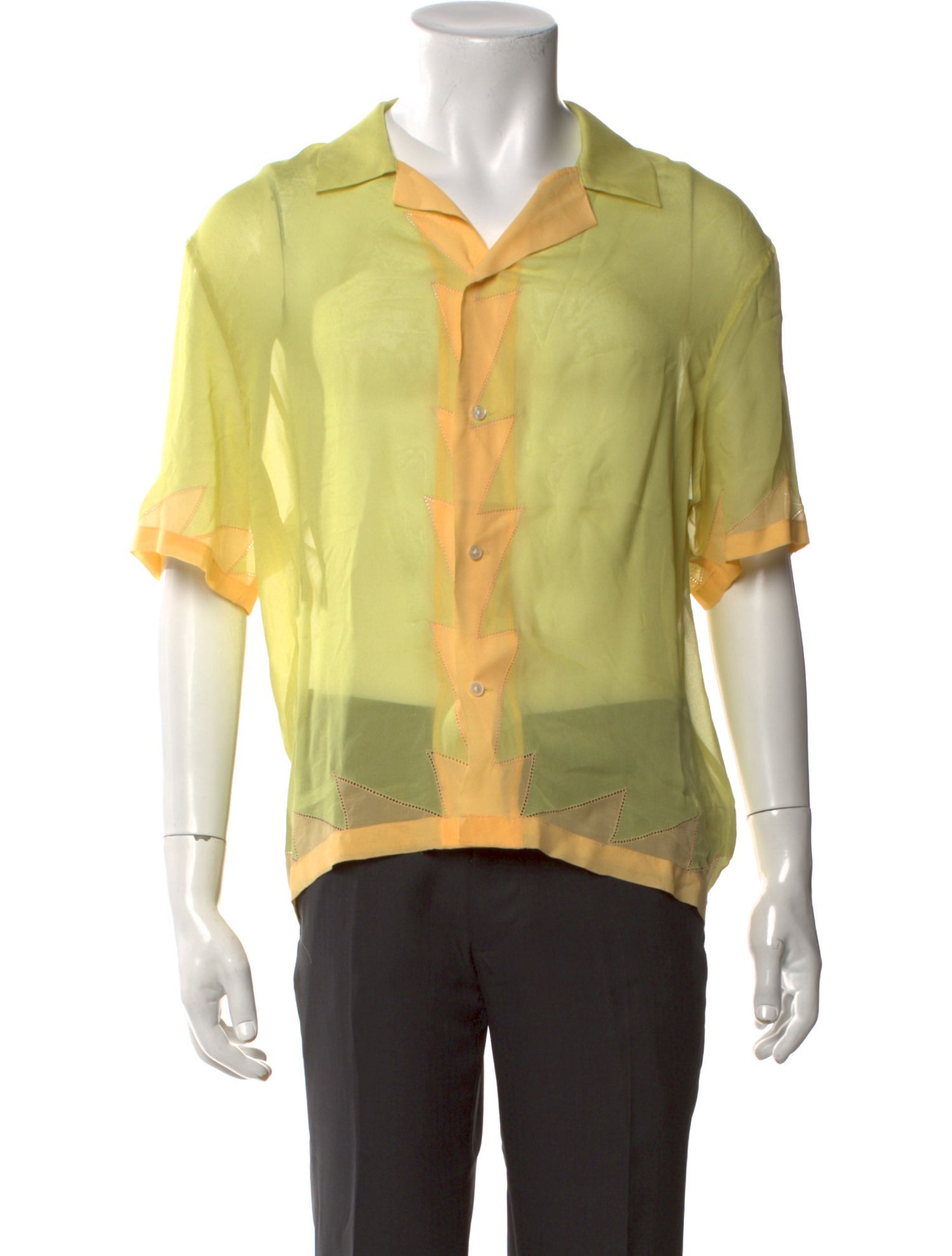 BODE Silk Colorblock Pattern Shirt