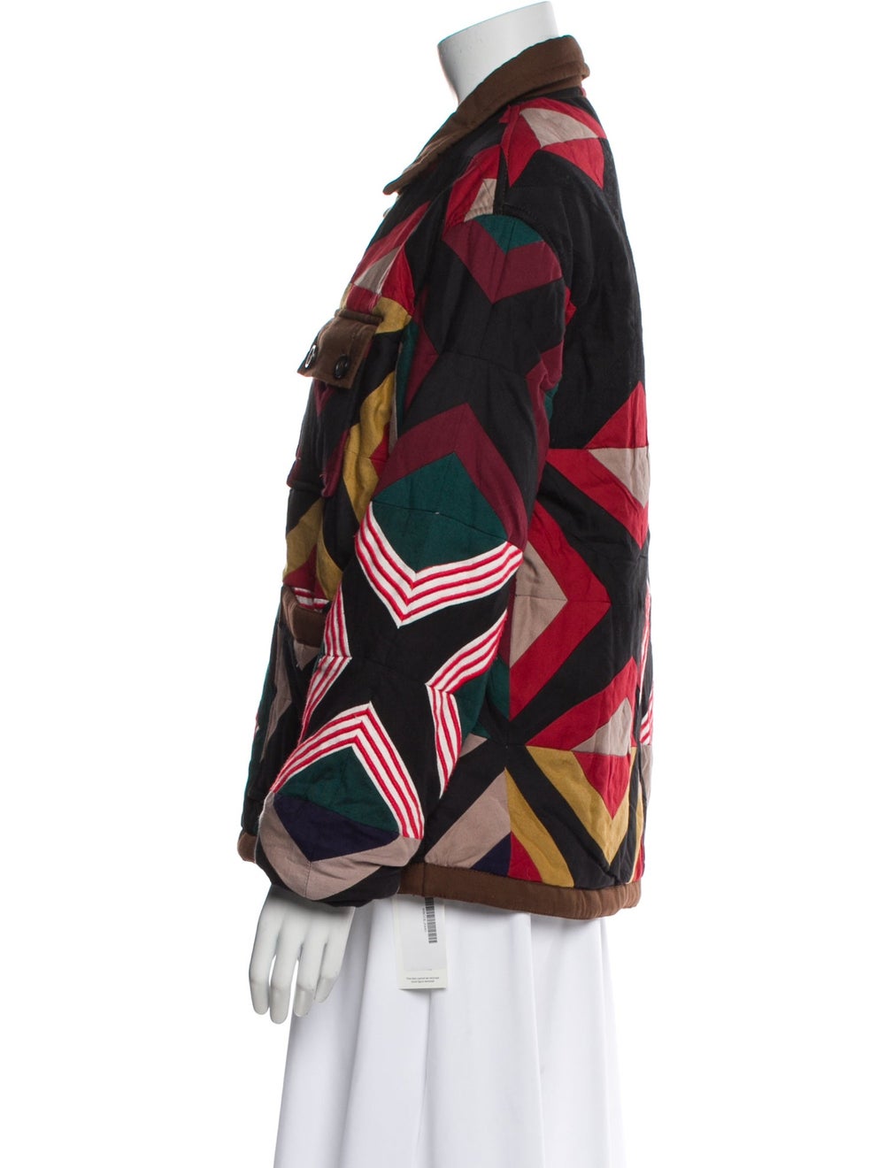 Bode Utility Jacket Black Printed Pointed Collar … - image 2