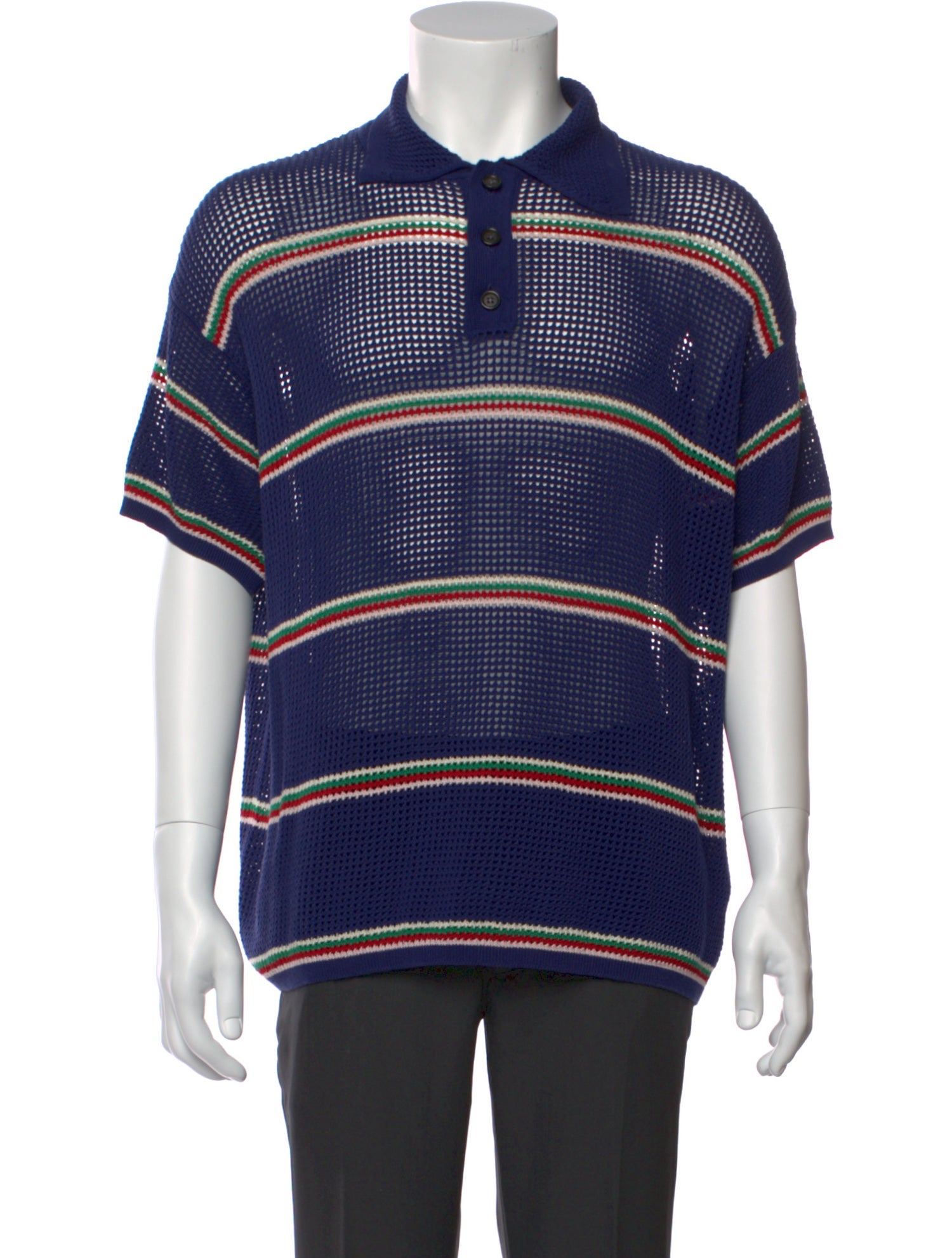 BODE Striped Crew Neck Polo Shirt