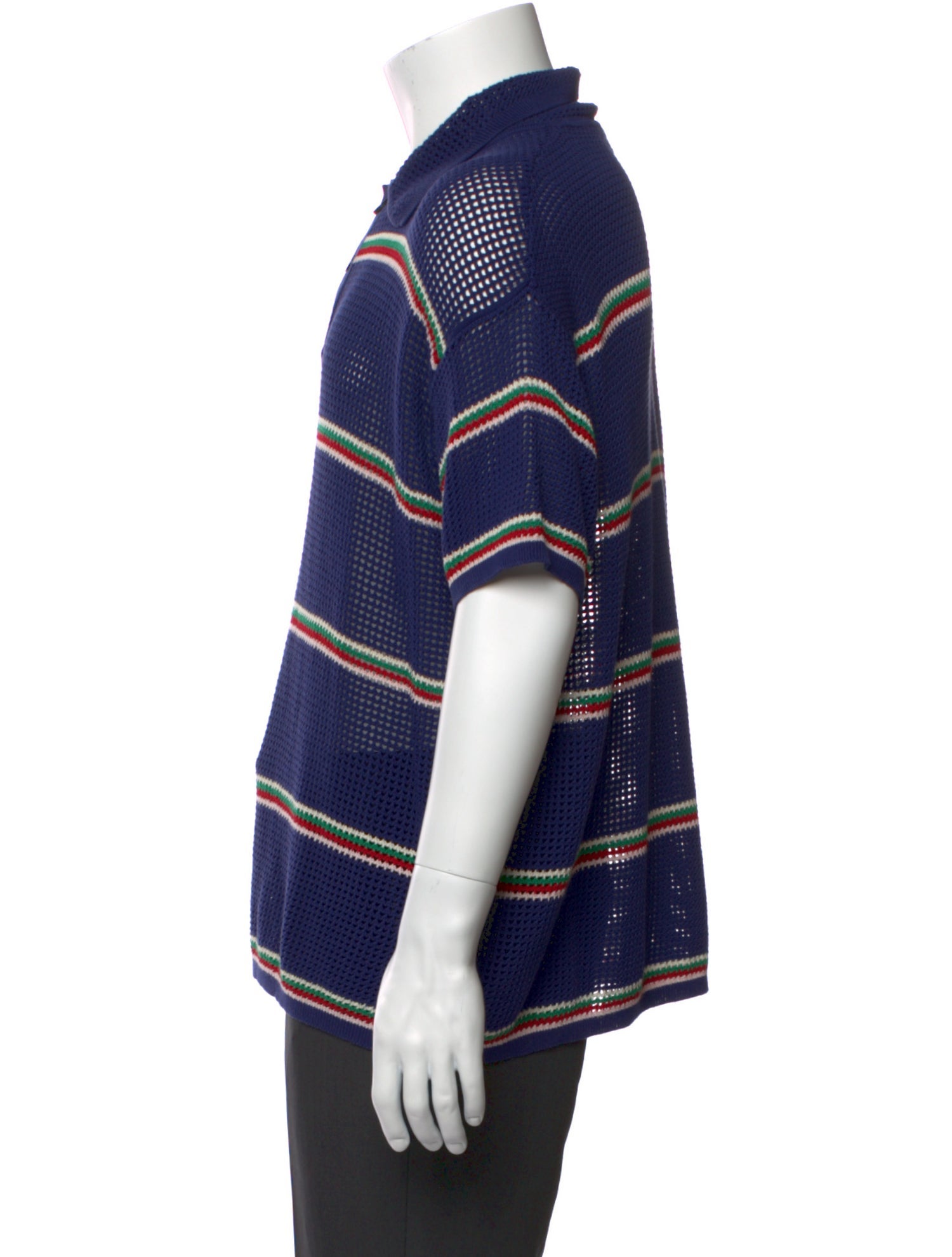 BODE Striped Crew Neck Polo Shirt