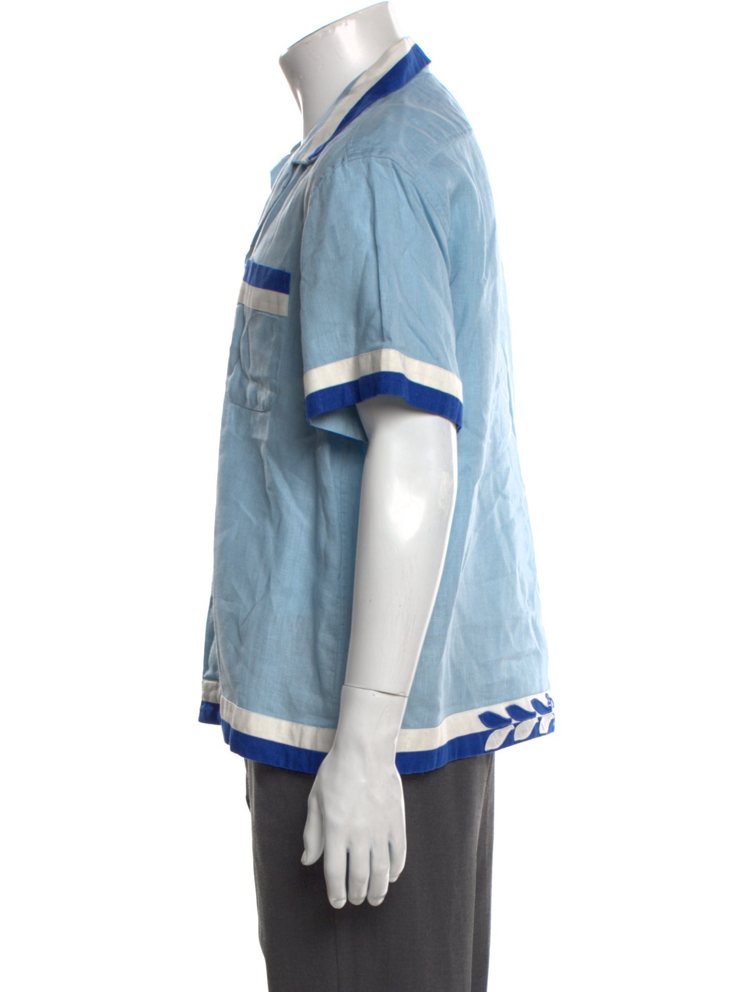 BODE Linen Colorblock Pattern Shirt