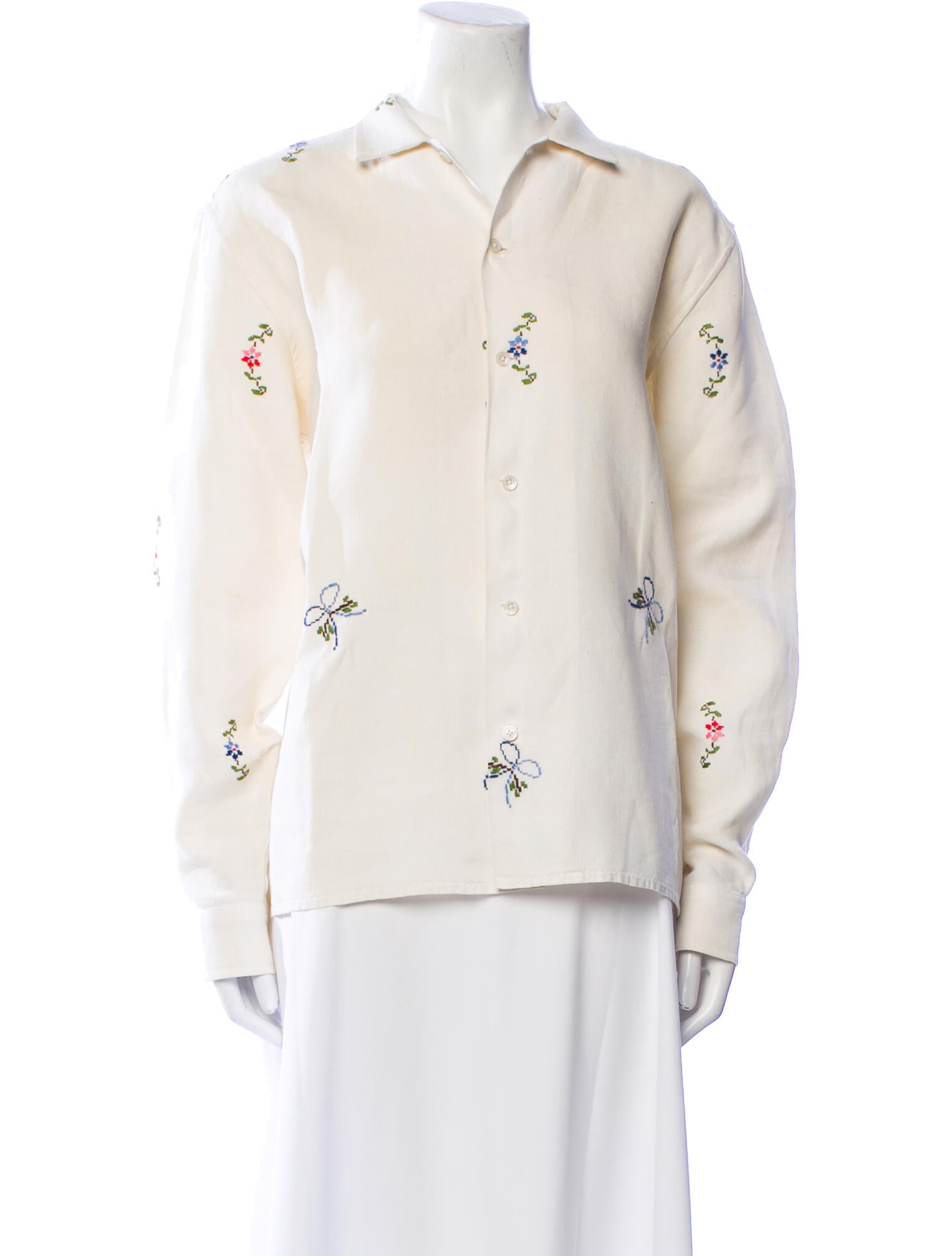 BODE Linen Printed Button-Up Top